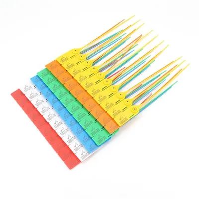 Tynhau morloi diogelwch plastig wedi'u rhifo gyda rhwygo